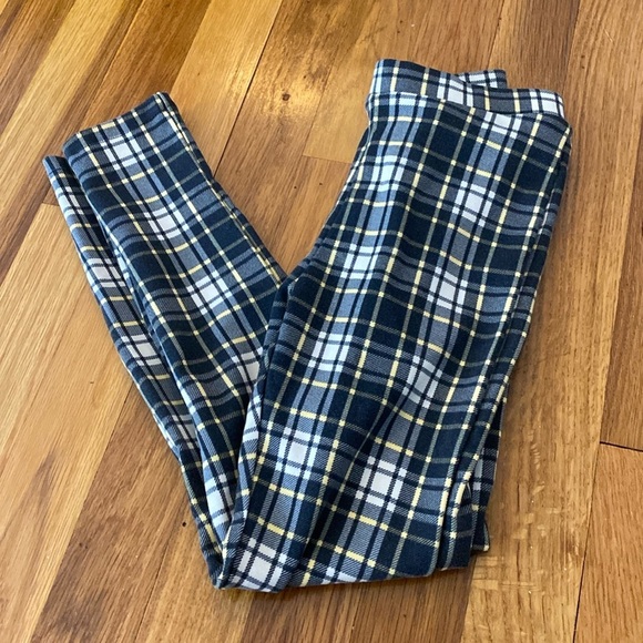 Zara Girls Black and White Plaid Leggings Size 9